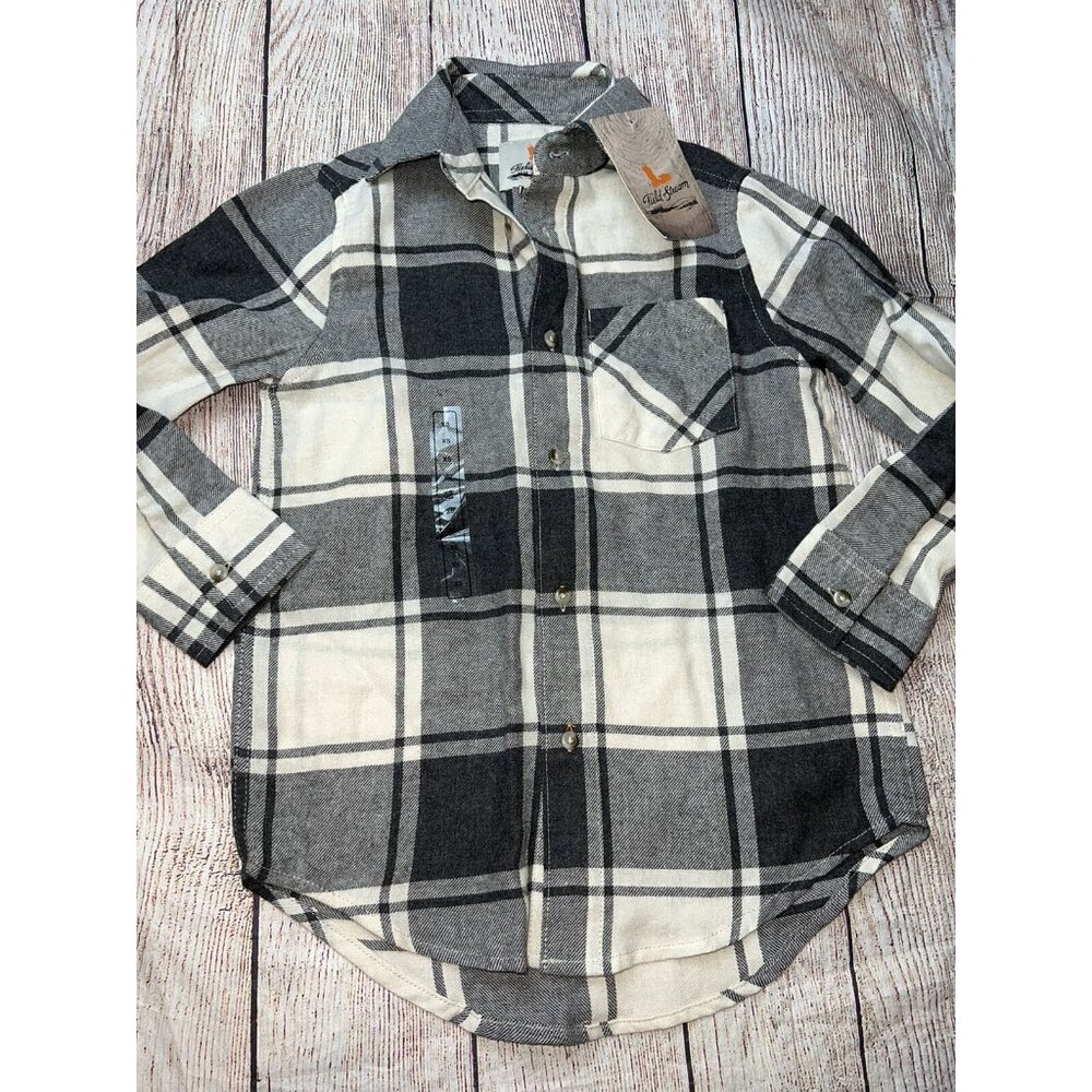 Field & Stream Boys XS Gray Plaid Flannel Shirt NEW